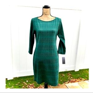 NWT Green Sharagano Textured Sheath Dress Sz 12